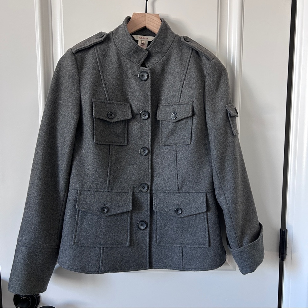 Sundance Military Style Wool Blend Coat Sz 6